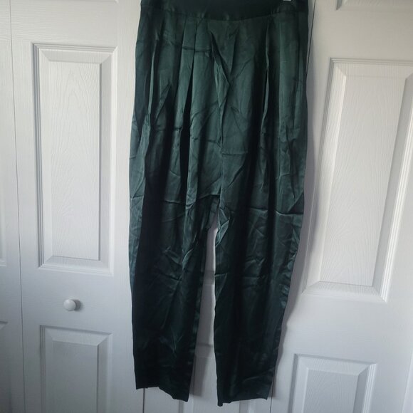 NWT THE SEI Women's Wide Leg Silk Trousers In Hunter Green Size 8 - Picture 8 of 8